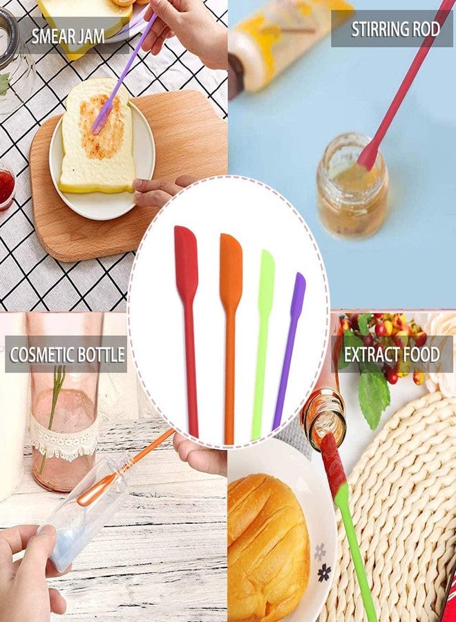 Evona Mini Silicone Spatula Set, Small Rubber Spatula for Makeup, Thin Jar/Kitchen Bottles/Cosmetic Bottles Tiny Scrapers Non-Stick Flexible Baking Cooking 4Pack (Multicolor) - Image 5